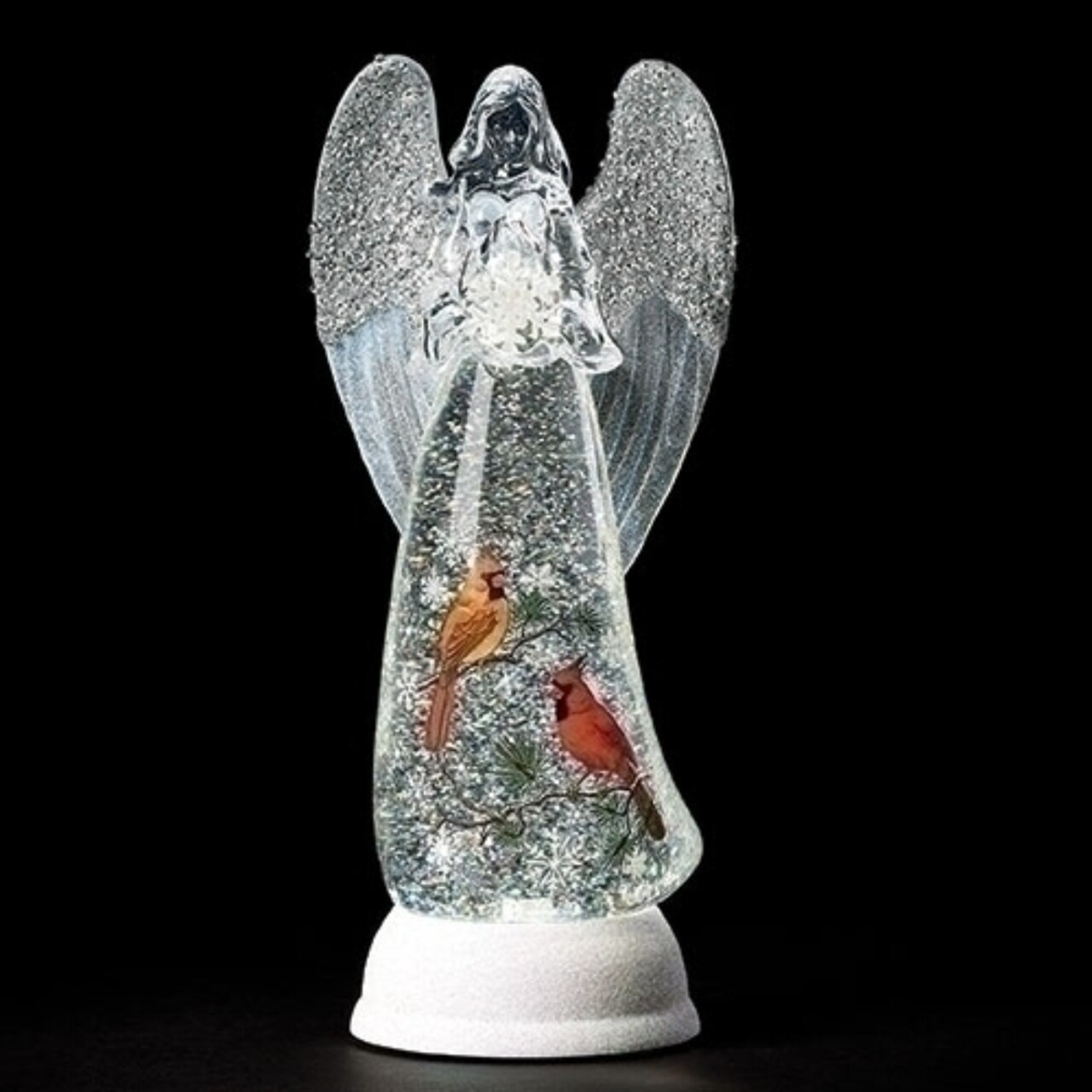 Roman 12.25" LED Lighted Angel with Cardinal Print Christmas Tabletop Figurine